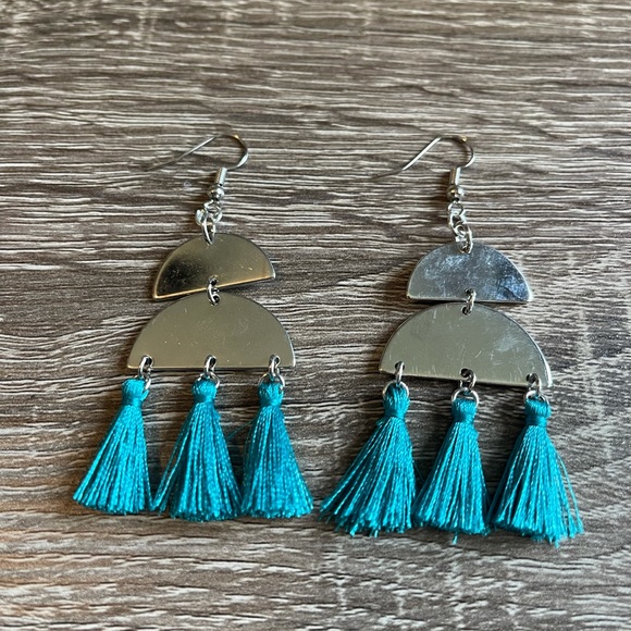 handmade Jewelry - 3 for $25 Handmade Blue & Silver Tassel Earrings